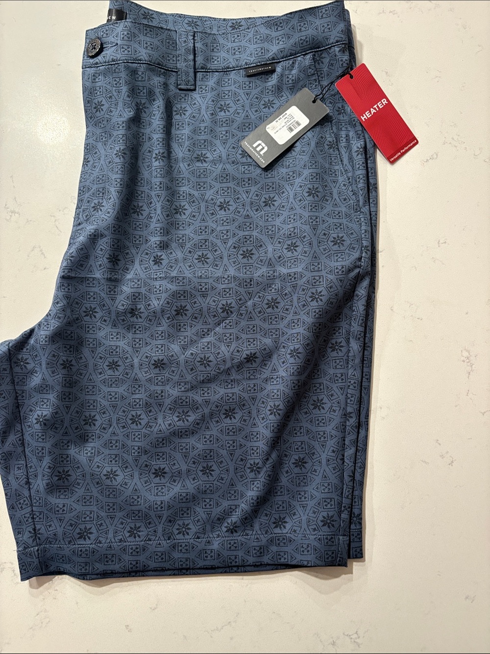 Travis Mathew Blue Geometric-Print Golf Skort